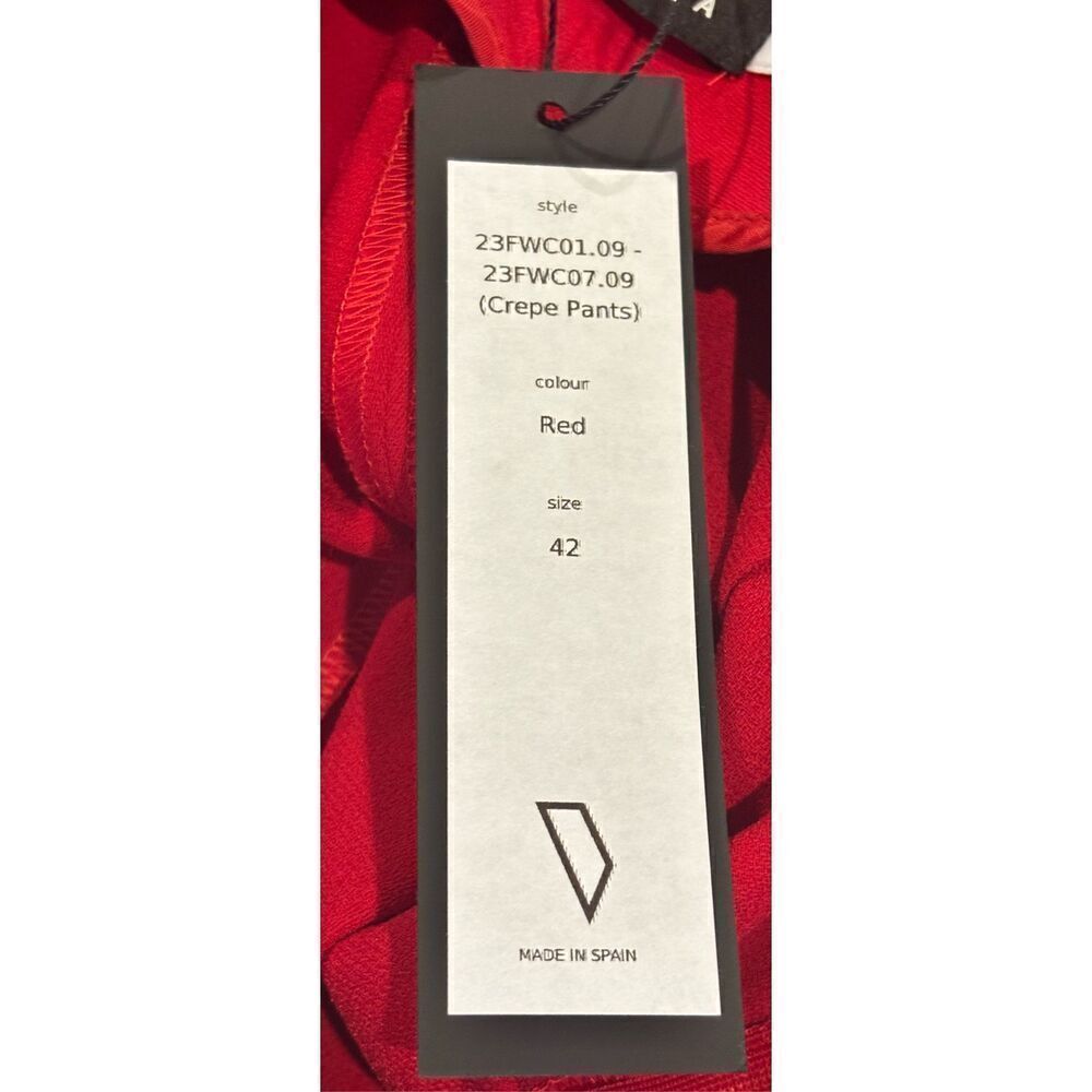 Sophie Et Voila Tailored Crepe Wide-Leg Pants In Red Nwt Size 42/10 — image 6 of 6